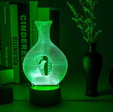 Creative 3D LED night light with acrylic plate decoration and colour changing functionality