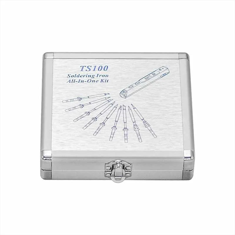 Silver aluminium soldering iron storage box with compact dimensions for tool protection