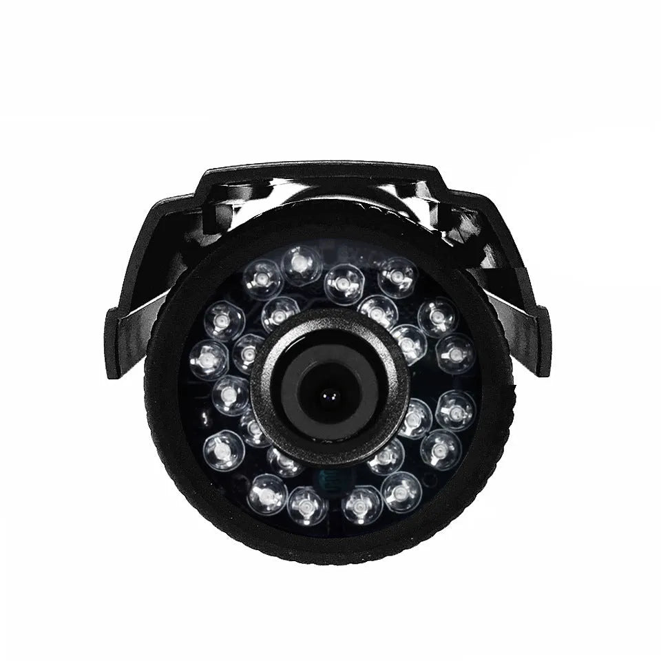 Black HD waterproof security camera with fixed lens for outdoor surveillance