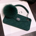 Soft TPU hairball texture iPhone back cover case in grid pattern colours.