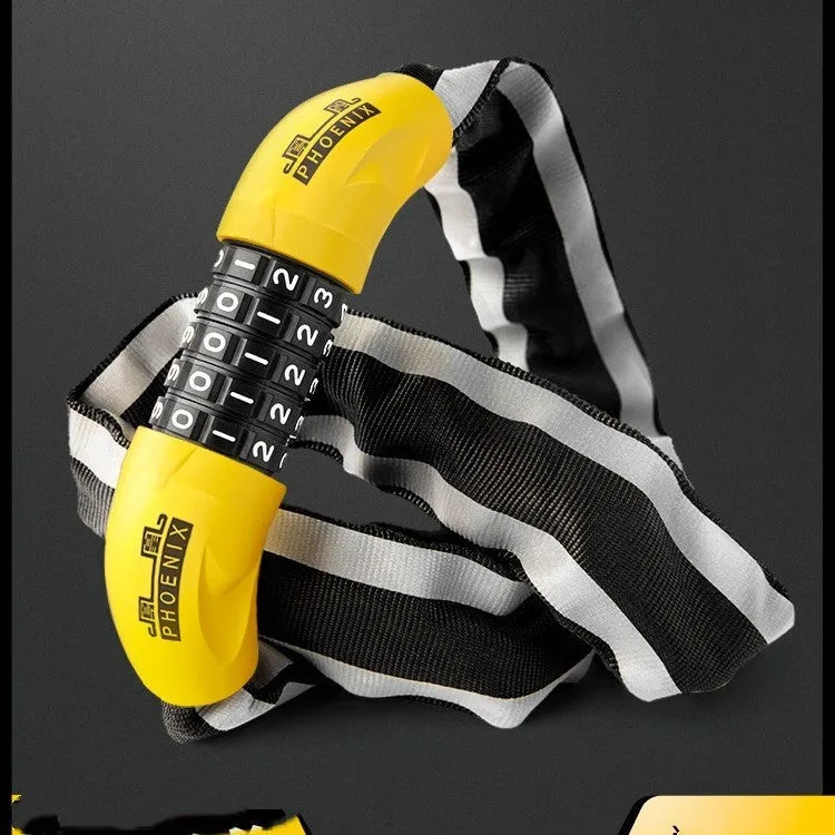 95cm zinc alloy bicycle chain lock with anti hydraulic shear design in black or yellow colour