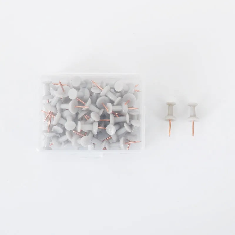 Morandi colour push pins with five-pointed star button design in green, grey, and pink