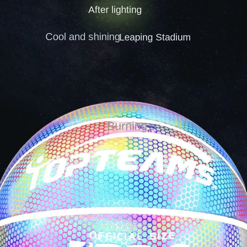 Creative fluorescent basketball with holographic luminous reflective surface in Chroma colour