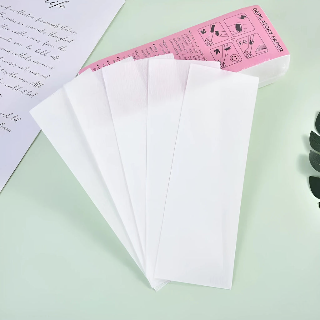 Pack of non-woven fabric hair removal wax strips for waxing treatments