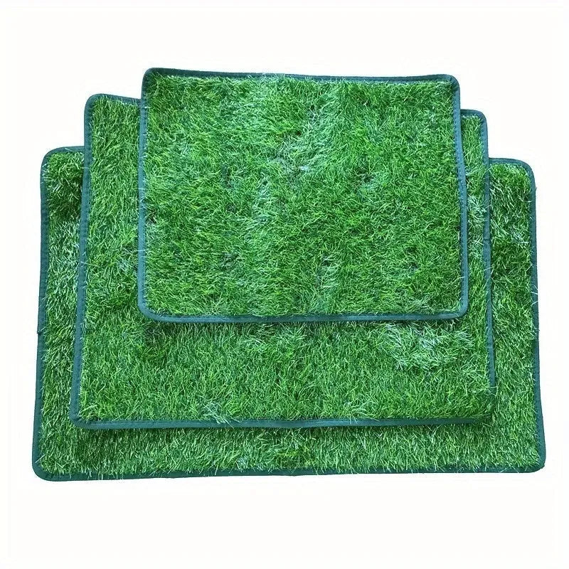 Artificial grass dog toilet training mat with drainage holes and plastic base in three size options