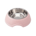 Stainless steel pet bowl with non-slip base in blue, green, or pink colour options