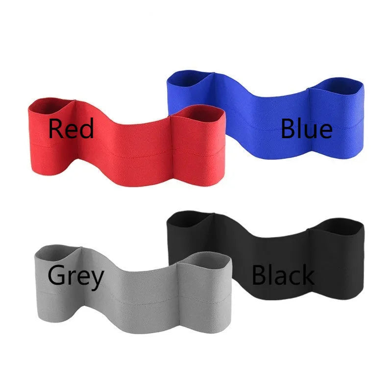 Elastic elbow support compression bandage for boxing and exercise in red, grey, blue, and black colours.