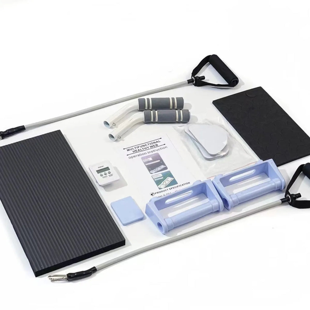 Purple foldable plastic abdominal fitness board for home core exercises.