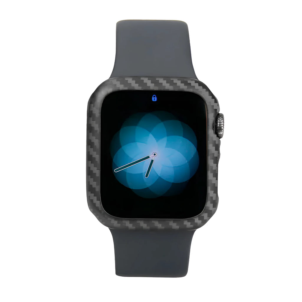 Ultra-thin bright black half wrap leather case on a 44mm Apple Watch Series 4