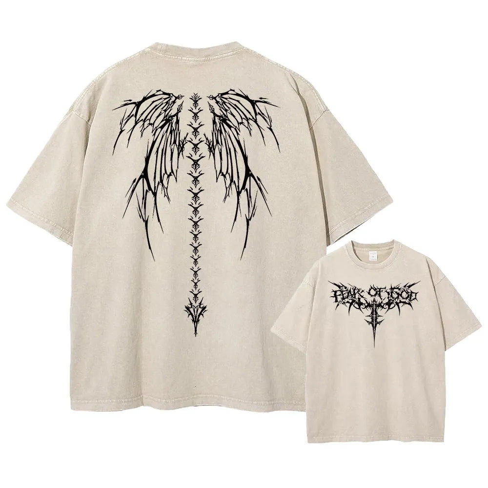 Men's oversized cotton T-shirt with drop shoulder sleeves in summer colours