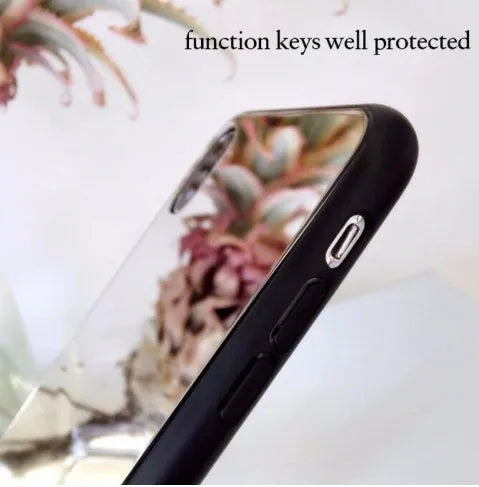 Black iPhone mirror phone case with integrated make-up mirror on back, compatible with iPhone 7 Plus, 8 Plus and X models