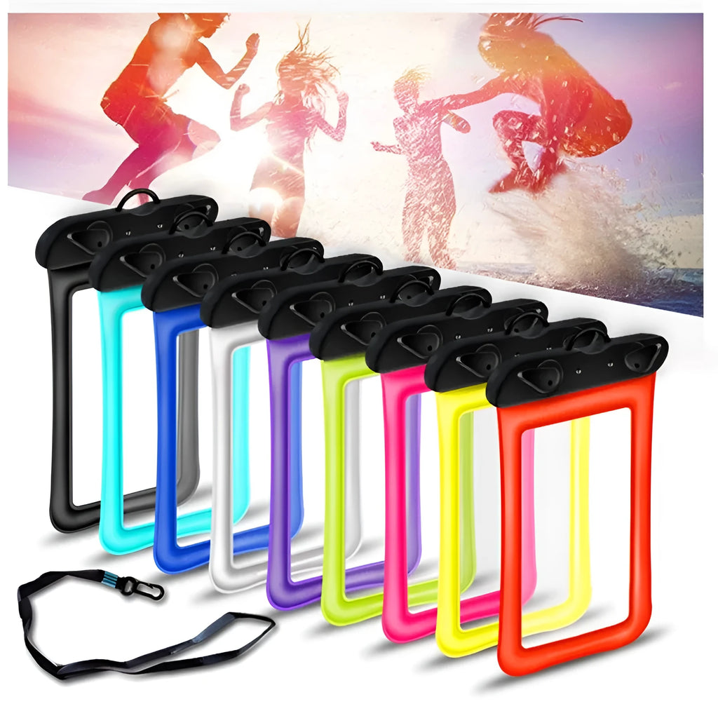 Double airbag waterproof phone pouch with 45cm rope lanyard in various colour options