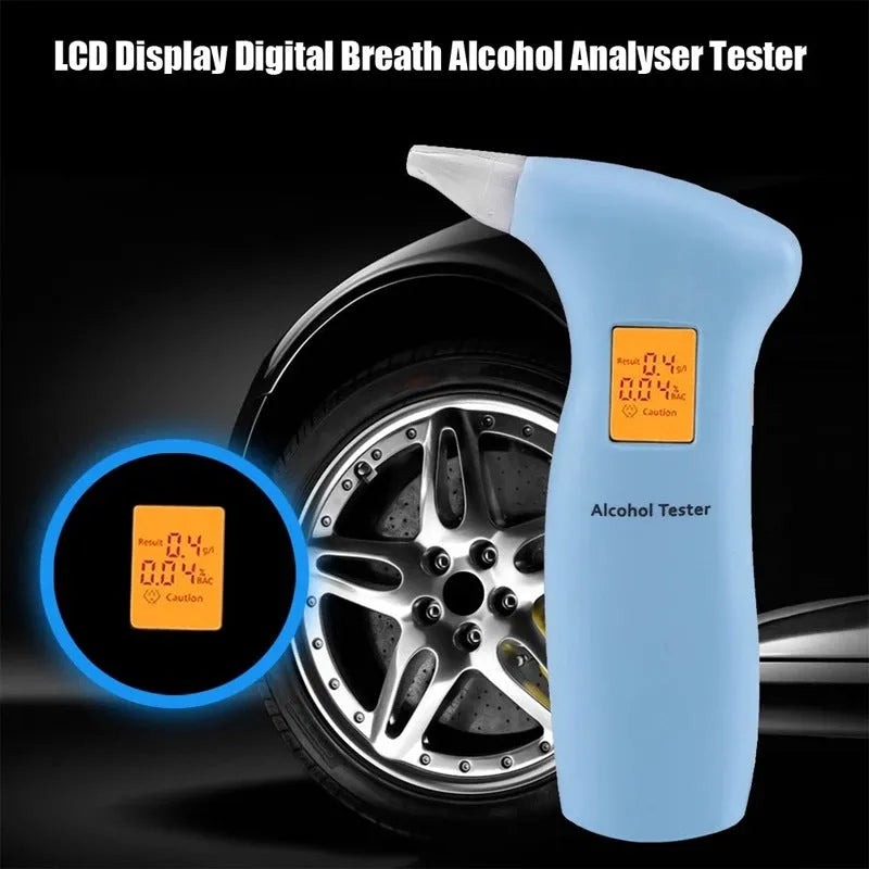 Portable orange light breath alcohol tester with digital display and replaceable mouthpieces