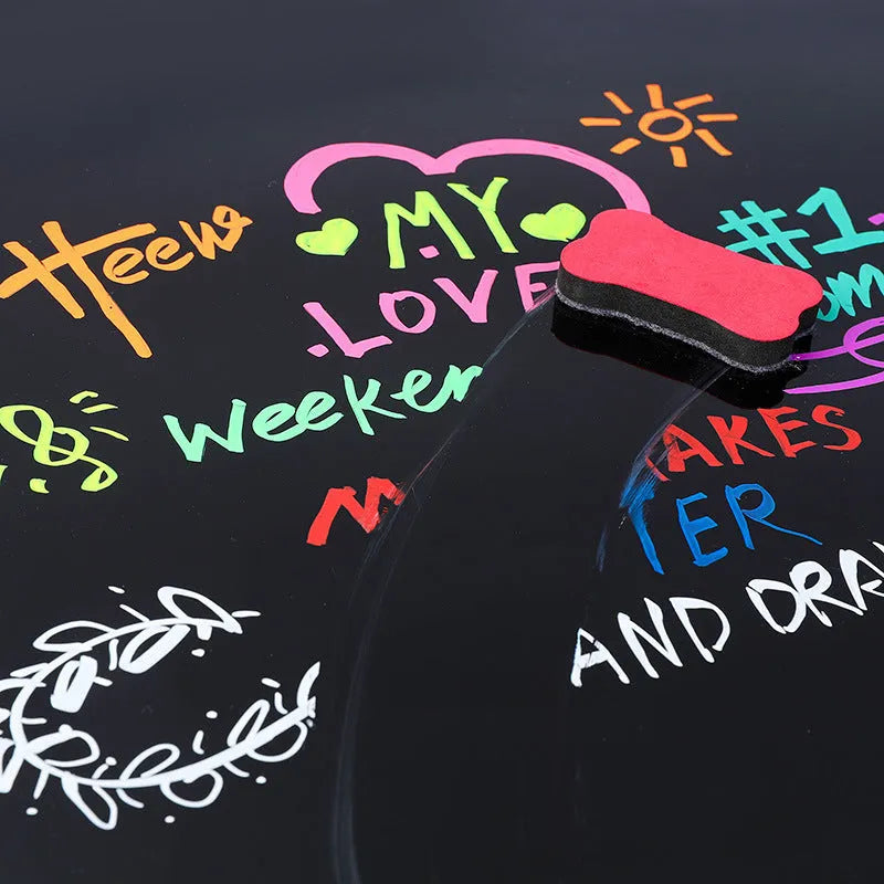 Electronic fluorescent plate highlighter pen with oblique 6mm tip, shown in an 8-colour set on a card.