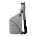 Men's oxford cloth chest bag in black or grey with left or right shoulder carrying options