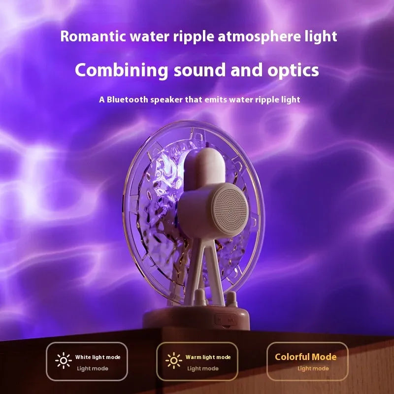 White Ferris wheel Bluetooth speaker with water ripple colourful LED lights