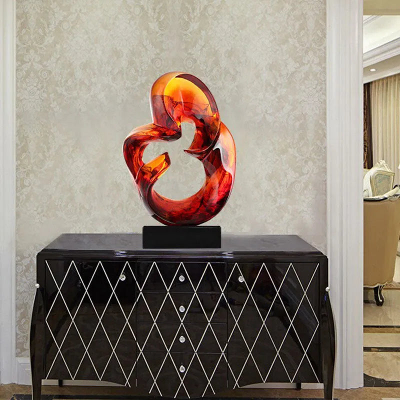 Transparent resin craft ornament in modern simplicity style, available in orange red or blue colours