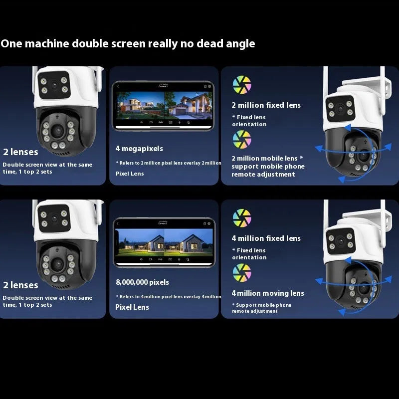 Outdoor wireless surveillance camera with dual-screen monitoring capability for home security