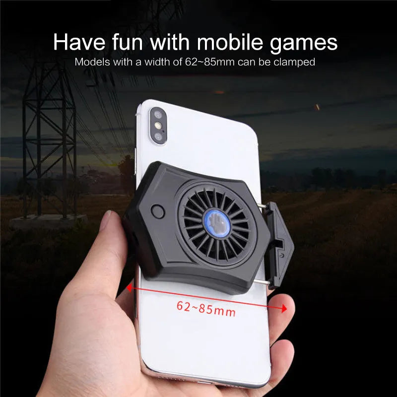 Black and white mobile phone radiator cooling fan with USB interface for smartphone gaming accessory