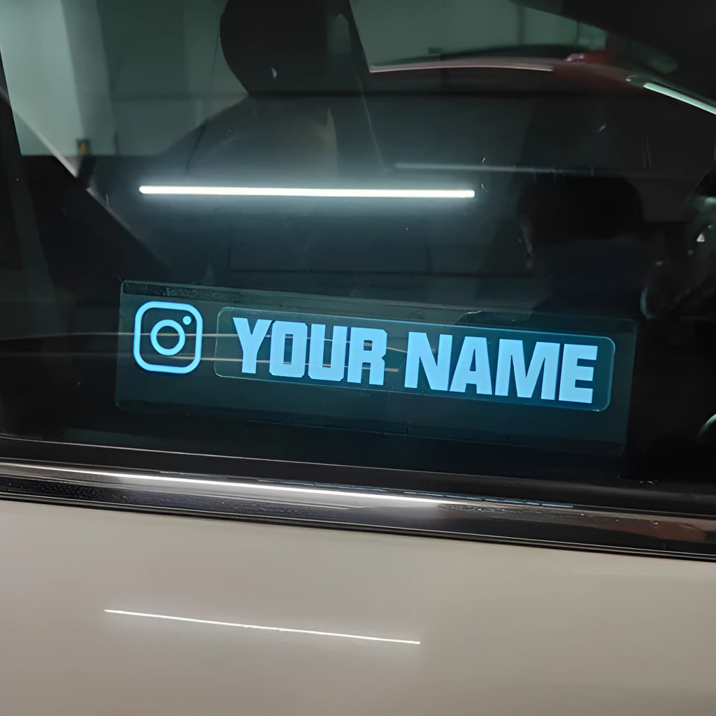 White glowing illuminated car window sticker with 0.5mm thickness and included driver