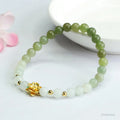 Hand-woven ancient style bracelet with Hetian jade sunshine water gradient beads, floral shape, 17cm length.