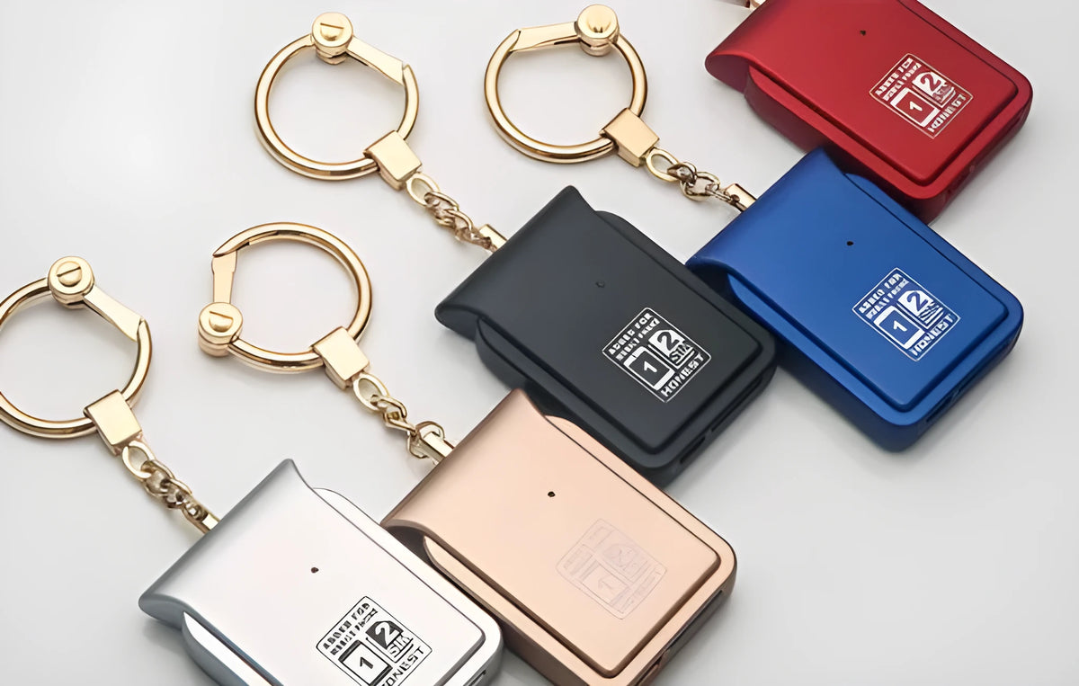 Bluetooth dual SIM adapter keychain for iOS devices in black leather colour with NANO SIM slots