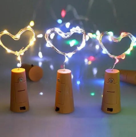 LED wine bottle lights string with flexible copper wire and bottle stopper for decorative lighting