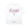 Men's printed retro design cotton t-shirt in loose fit with short sleeves