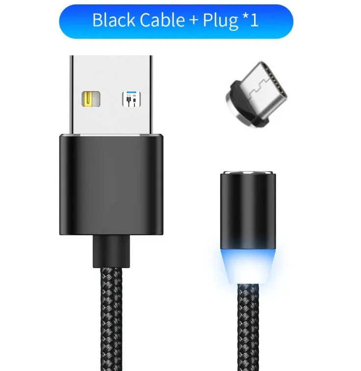 1 metre magnetic LED charging cable with cotton yarn weaving and aluminium shell for Apple iPhone compatibility