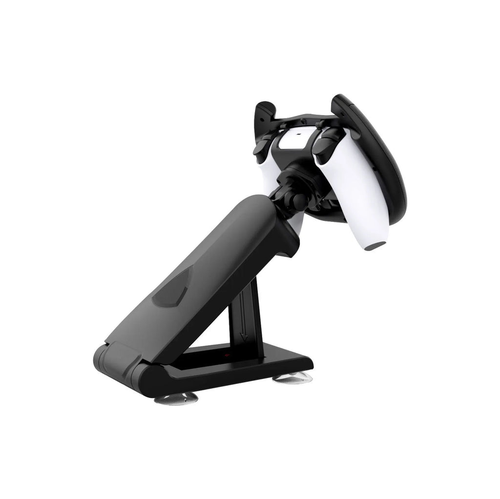 Black ABS plastic steering wheel bracket with suction cup for mounting phones during racing games