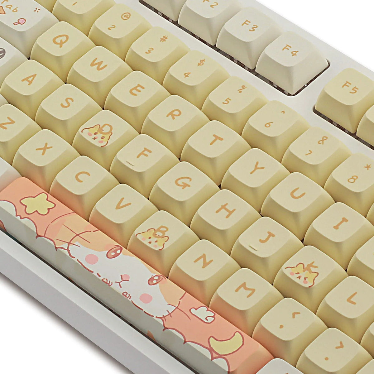 Set of plastic keycaps for mechanical keyboards in mouse grey and yellow colours