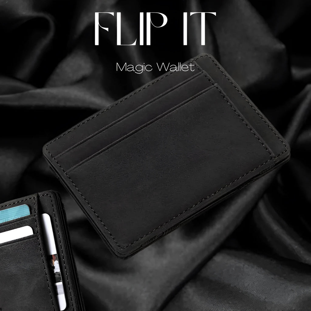 PU leather magic flip card holder wallet with zipper coin purse in multiple colours