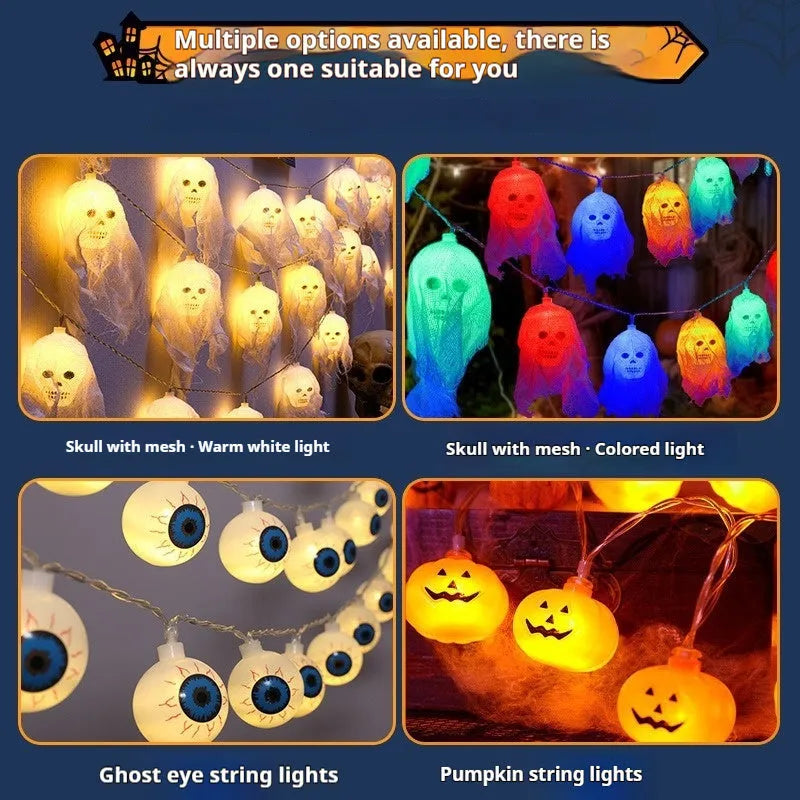 Halloween battery-powered LED fairy lights in plastic housing for indoor wall decoration