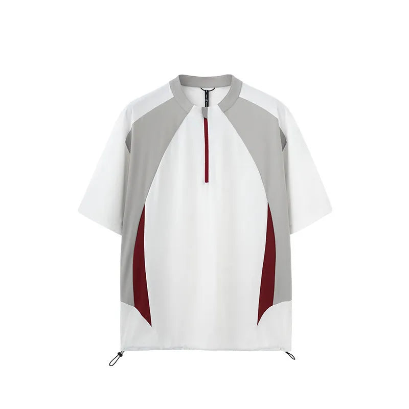 Men's lightweight polyester top in solid colour with stitching detail, available in long or short sleeves