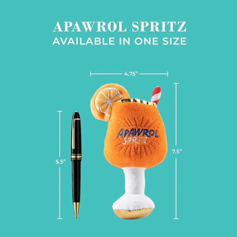 Yellow plush wine glass shaped squeaky dog toy with teeth-cleaning feature