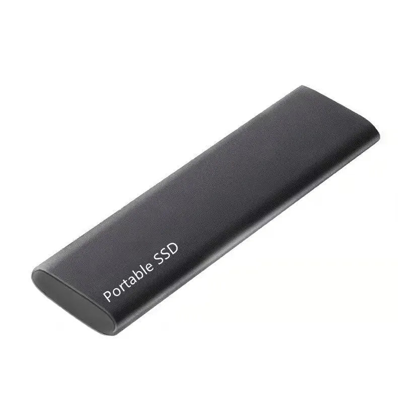 Ultra-thin metal mobile SSD external hard drive in red, black, blue, and silver colour options.