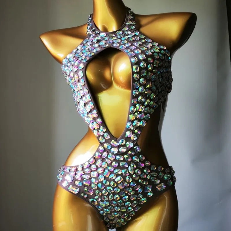 Women's one-piece mesh diamond pattern swimsuit in nylon fabric with polyester lining