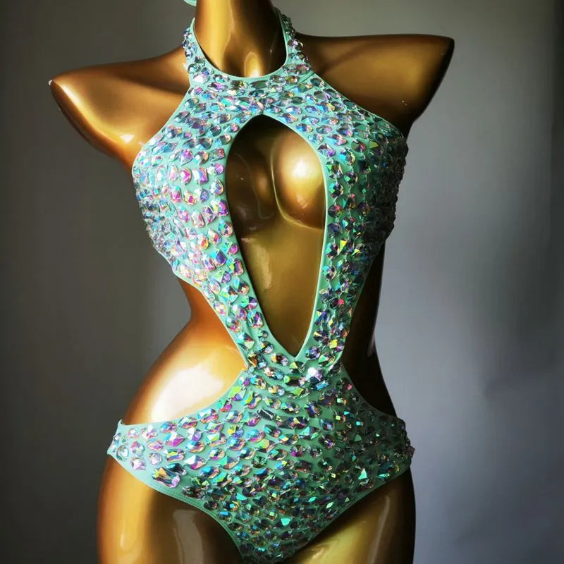 Women's one-piece mesh diamond pattern swimsuit in nylon fabric with polyester lining