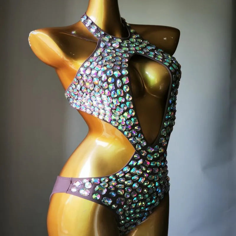 Women's one-piece mesh diamond pattern swimsuit in nylon fabric with polyester lining