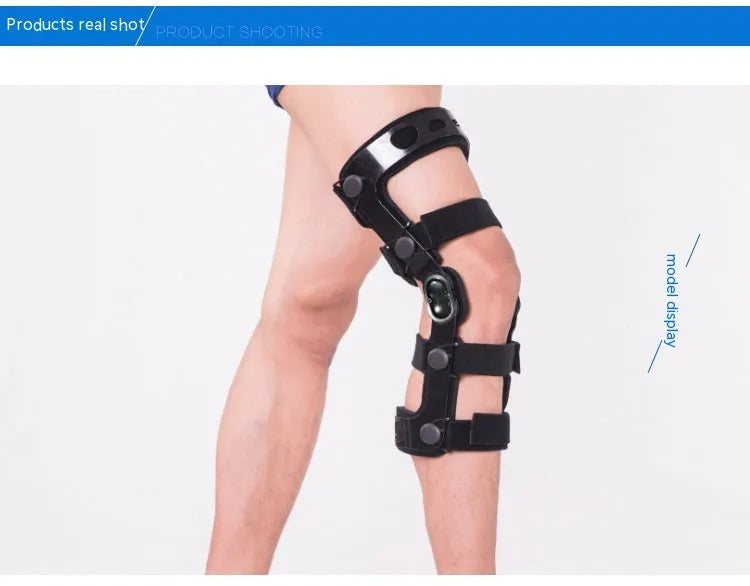 Black anterior ligament knee pad supporter with iron frame and brushed cloth surface