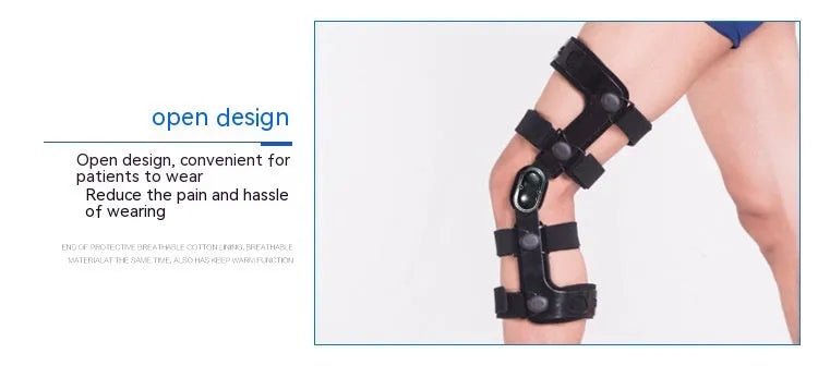 Black anterior ligament knee pad supporter with iron frame and brushed cloth surface