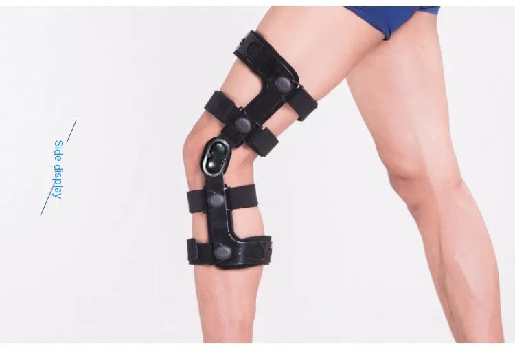 Black anterior ligament knee pad supporter with iron frame and brushed cloth surface
