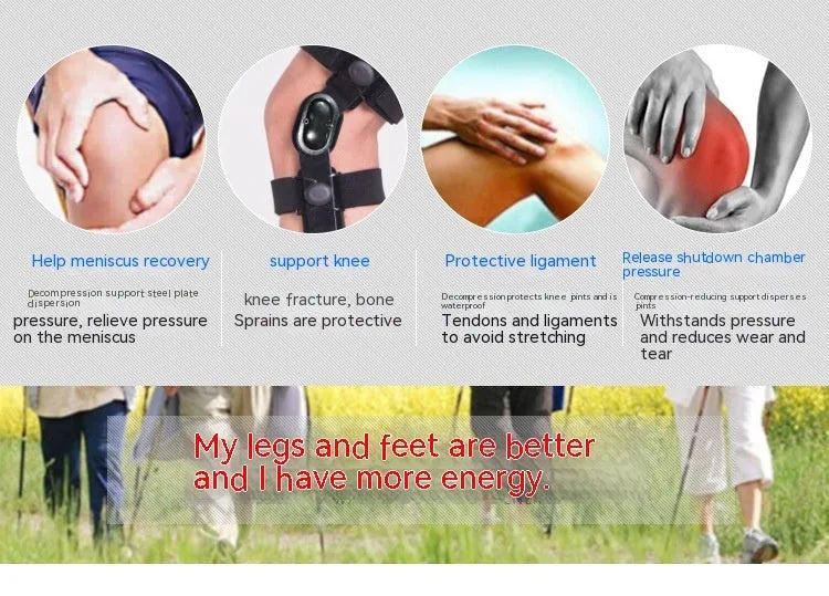 Black anterior ligament knee pad supporter with iron frame and brushed cloth surface