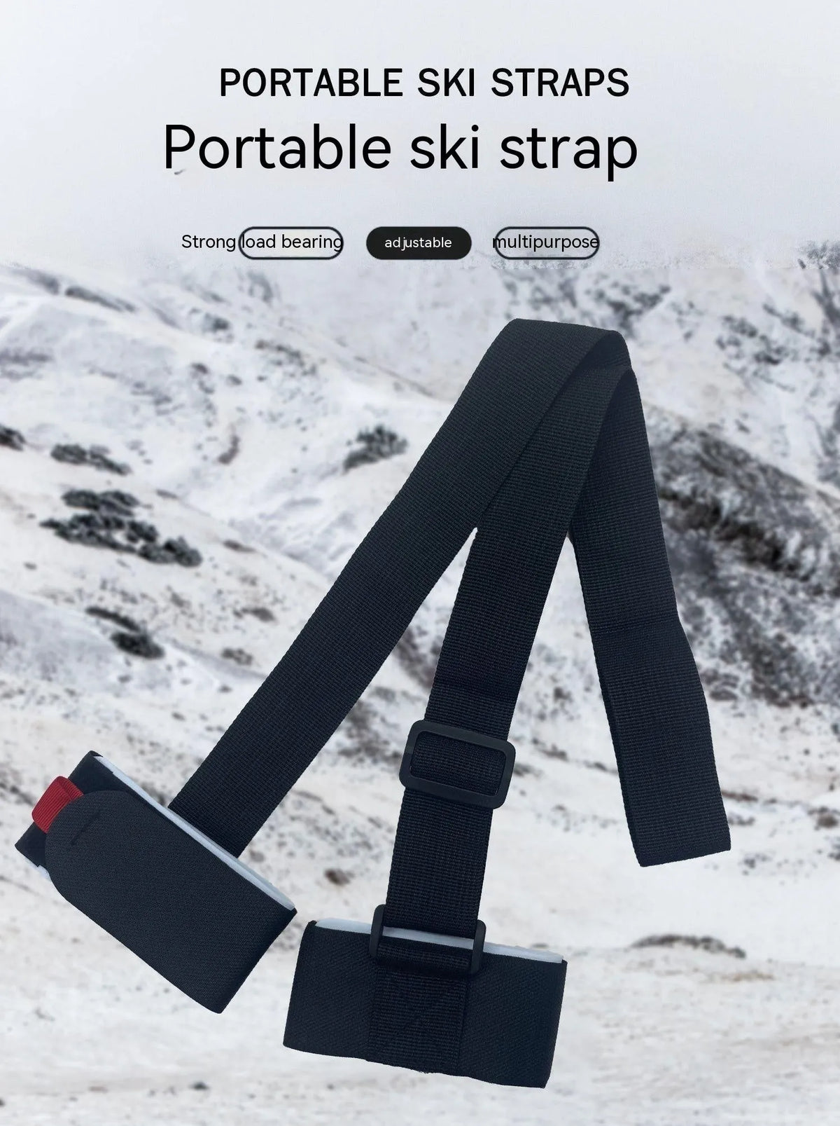Adjustable skiing bandage shoulder strap with hook and loop fastening in choice of colours