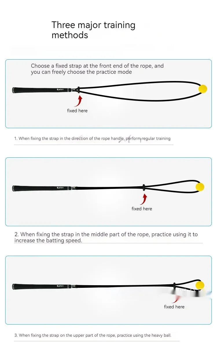 Black silicone elastic golf swing trainer rope for swing correction practice