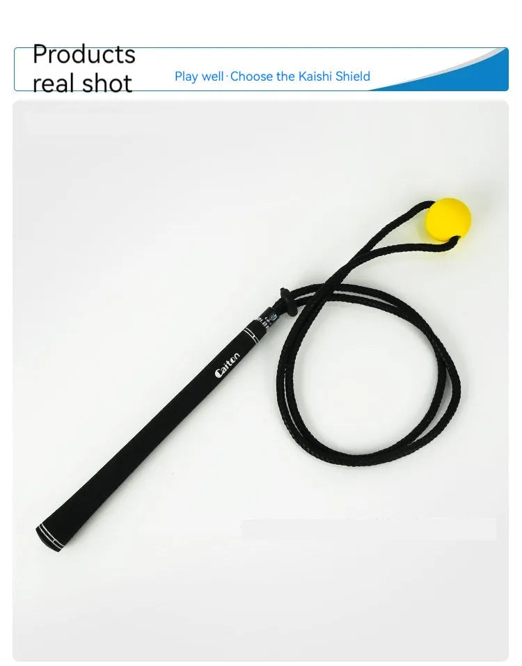 Black silicone elastic golf swing trainer rope for swing correction practice