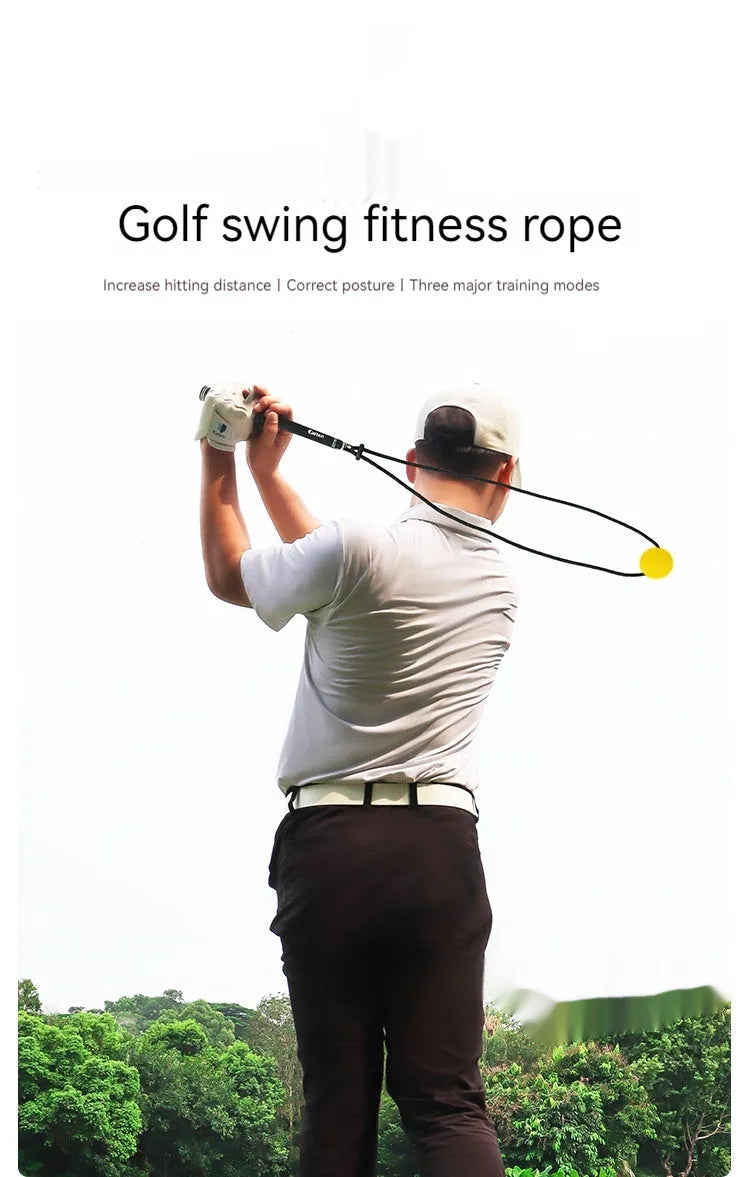 Black silicone elastic golf swing trainer rope for swing correction practice