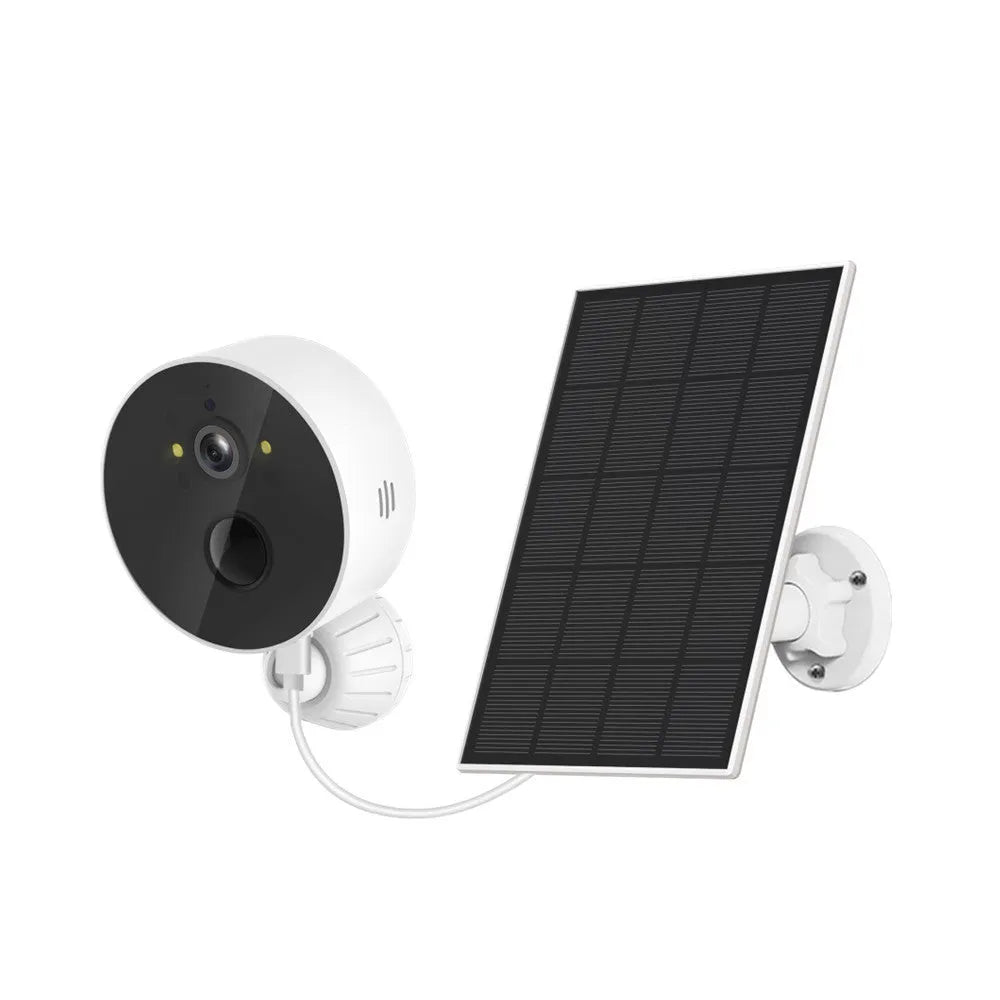Solar-powered outdoor monitoring camera with solar panel for solar cell installations