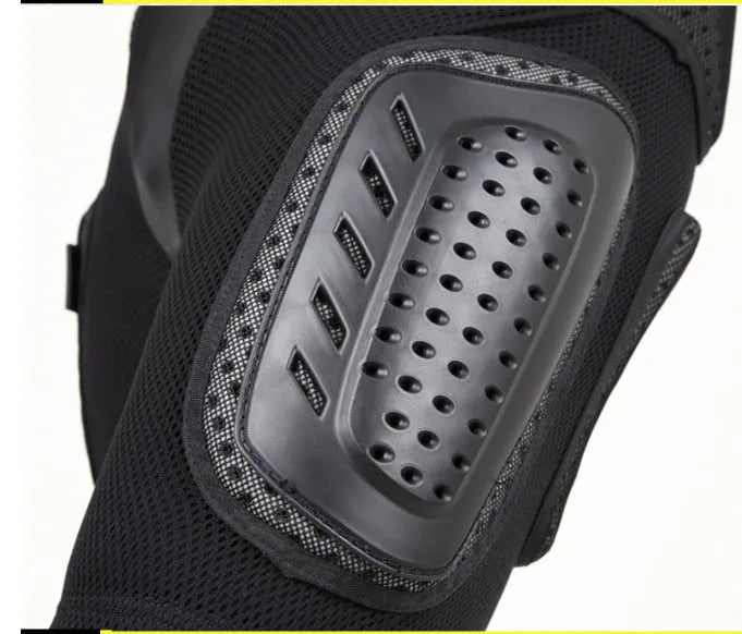 Black cycling protective trousers with integrated hip pads, shown in size L.