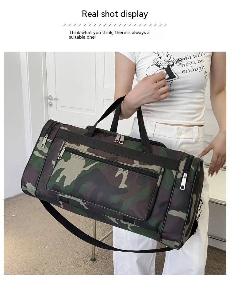 Camouflage waterproof luggage backpack with striped pattern, under 20L capacity for travel